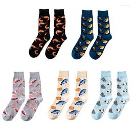 Women Socks Men Seafood Series Cotton Crew Shrimp Squid Oysters Harajuku Hosiery