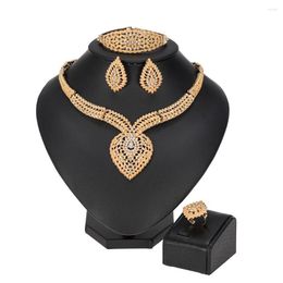 Necklace Earrings Set MUKUN Nigeria Fashion Heart Women Gold Bracelet Wedding Ring Crystal Jewelry Party Gift Wholesale