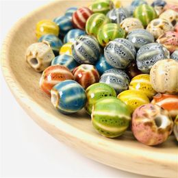 Beads 20 PCS 11mm Round Ceramic DIY Hole Handmade Porcelain For Jewellery Making