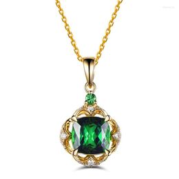 Pendant Necklaces Huitan Gorgeous Green Cubic Zirconia Necklace For Women Sparkling Bride Wedding Party Elegant Gold Color Trendy Jewelry