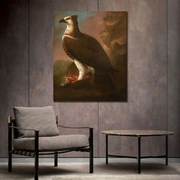 Landscape Canvas Art African Martial Eagle Stood on Leg Partridge George Stubbs Painting Handmade Famous Artwork Home Decor