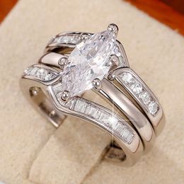 Huitan 3Pcs Set Rings for Women Fashion Modern Design Temperament Delicate Female Finger Rings Gorgeous Wedding Jewellery Dropship