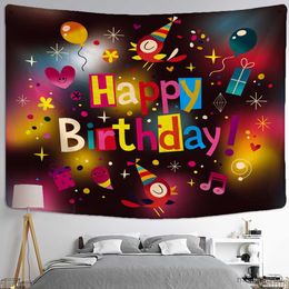 Tapestries Happy Birthday Background Cloth Tapestry Wall Hanging Children's Room Wall Girl Dormitory Home Decor R230710