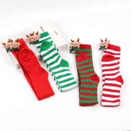 Women Socks Lint Free 1 Pair Cute Girls Christmas Long Thigh High Gift Non-Slip Xmas Stockings Super Soft For Home