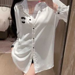 Women's Blouses & Shirts designer famous extravagant embroidery Womens two C 23 Fashion Designer Striped Slim Business OffiLadies Button Shirt Spring