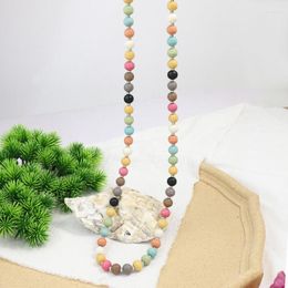 Chains Handmade Women's Beaded Necklace Sweater Chain Vintage Colorful Wooden Beads Long Bohemian Summer Holiday Jewelry