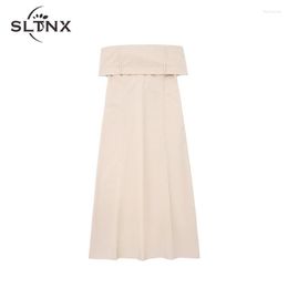 Casual Dresses SLTNX For Women 2023 Long Dress Female Chic Elegant Backless Sexy A-Line Ladies In Clothes