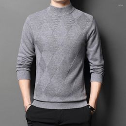 Men's Sweaters Thick Pure Wool Sweater High Quality Winter Cashmere Jumpers Fashion Plaid Male Long Sleeve Warm Knitwear