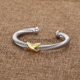 Bangle Designer Fashion Jewellery Twisted X Bracelet Gold Charm Sliver 925 Sterling Silver Bracelets Braided Cross Bangle Diamond Zircon Luxury Birthday J230710