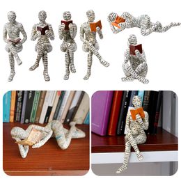 Decorative Objects Figurines Reading Woman Resin Statue Desktop Decoration Ornament Home Living Room Bedroom Simple Sculpture Office Decor 230710