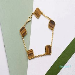 Classic fashion clover bracelet for women leaf flower chain link 18K gold yellow charm party wedding Mother's designer bracelet Jewellery