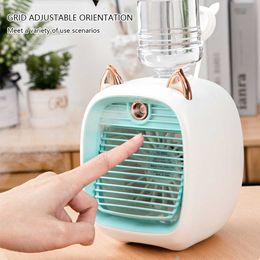 Electric Fans Mini Air Conditioner Portable Air Cooler Fan Humidifier Purifier Speed Spray USB for Car Home Camping Travel Water Mist Fan