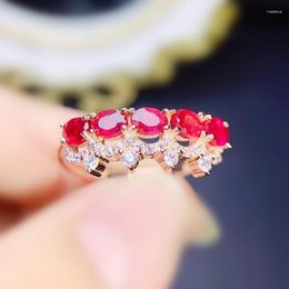 Cluster Rings Per Jewelry Natural Real Ruby Crown Style Ring 925 Sterling Silver 3 4mm 0.35ct 5pcs Gemstone Fine J236209