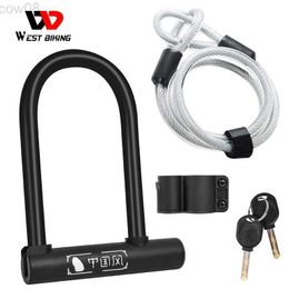 Bike Locks WEST BIKING Bicyc U Lock MTB Road Bike Padlock 2 Keys Anti-tht Safety Motorcyc Scooter Cycling Lock Bicyc Accessories HKD230710