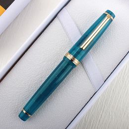 Fountain Pens Jinhao 82 Clear Turquoise Green Pen Gold Trim Acrylic Barrel Fine Nib for Writing Calligraphy Signature School 230707