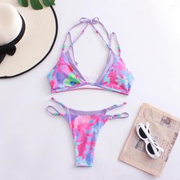 Women's Swimwear Women Bathing Suit High Waist Low-cut Chic Colour Matching Lady Swimsuit