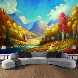 Tapestries Landscape oil painting printed tapestry home wall decoration Dream Forest hanging on the for indoor art