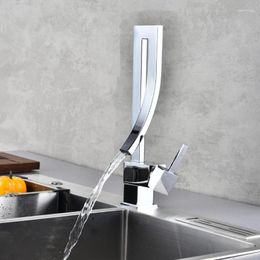 Bathroom Sink Faucets Brass Basin Faucet Single Handle Waterfall Mixer Tap & Cold Drain