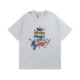 BLCG LENCIA 2023 Summer New 250g 100% Cotton Fabric T-shirt Men High Quality Print Colour Drop Sleeve Loose Tshirts Oversize Tops 2023182