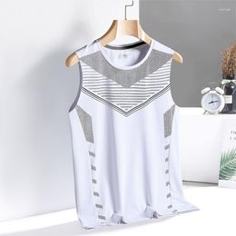 Men's Tank Tops Short Sleeve Vest For 2023 Summer Patchwork Black Blue Tshirt GYM Top Tees Fashion Clothes OverSize 3XL O NECK