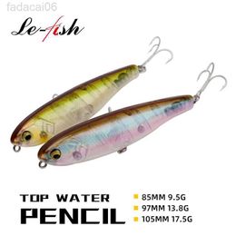 Baits Lures Le Fish 85MM 97MM 105MM Surface Walker Fishing Lure Walk The Dog Artificial Saltwater Bass Hard Bait Tackle HKD230710