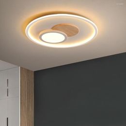 Ceiling Lights LED Lamp Simple Wooden Round Decorative Modern Unique Lighting Fixtures For Living Room Bedroom Study Restaurant