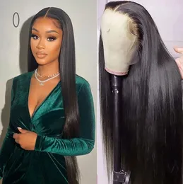 Transparent Lace Frontal Wigs Straight 13x6 Human Hair Wigs for Black Women Pre-plucked with Baby Hair Natural Black