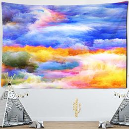 Tapestries Colourful Clouds Wall hanging Tapestry Mandela yoga throw beach throw carpet Dorm Home Decor R230710