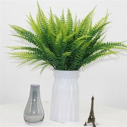 Decorative Flowers Artificial Ferns Home 6 Bundles Fake Plant Persian Fern Leaves House Hanging For Living Bedroom Decoration