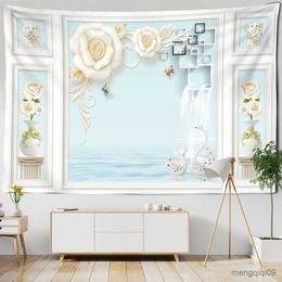 Tapestries Window Frame Painting Tapestry Wall Hanging Style Witchcraft TV Background Aesthetics Room Home Decor R230710