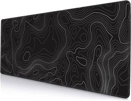 Gaming Mouse Pad Large Topographic Mouse Pads for Desk Non-Slip Rubber Base with Stitched Edges 31.5x11.8inch Geographic Lines