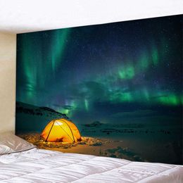 Tapestries Customizable Galaxy Tapestry Starry Sky Aurora Landscape Wall Pendant Pattern Yoga Mat Throwing Beach Towel