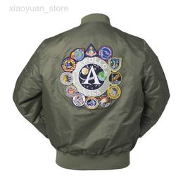 Men's Jackets 2023 New Autumn Apollo Thin 100th SPACE SHUTTLE MISSION Thin MA1 Bomber Hiphop US Air Force Pilot Flight College Jacket For Men HKD230710