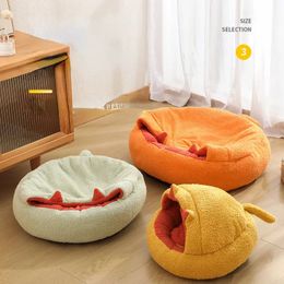 Pet Small Dog Bed Cat Bed With Hooded Blanket, Donut Cat Cave Round Cozy Calming Cat House