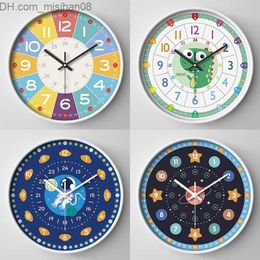 Wall Clocks New 8-inch round wall clock with modern design silent clock children's living room learning clock wall cartoon decoration Z230711