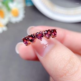 Cluster Rings YULEM Genuine Garnet Ring Heart-Sharped Wine Red Gemstone Jewellery For Girl Wedding Engagement Gift Real 925 Sterling Silver