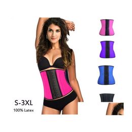 Waist Tummy Shaper 4 Colors Women Latex Rubber Training Cincher Underbust Corset Body Shapewear Slimming Belt S3Xl Drop Delivery H Dhxou