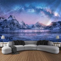 Tapestries Starry tapestry wall hanging sun moon landscape home decoration black and white