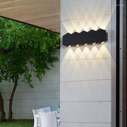 Wall Lamp LED Outdoor IP65 Waterproof Indoor Garden Lighting Decor Corridor Stair Yard Aluminium Up Down Wave Shape Sconce Light