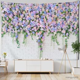 Tapestries Rose Flower On The Wall Tapestry Wall Hanging Art Nature Scenery Aesthetics Room Home Decor R230710