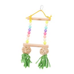 Parrot Swing Bird Cage Foraging Toy Bird Swing Parrot Playstand Chew Toys Wooden Bird Perch Hanging Swing Pet Parrot Cage