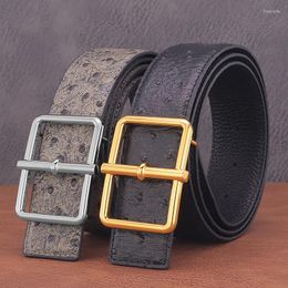 Belts High-Grade Smooth Buckle Belt Leather Fashion Trend Men's Business Office Golf Ostrich Pattern Type 2459