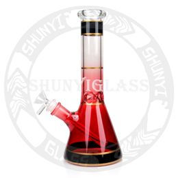 10 Inches Hookah red beaker bongs DAB Oil Rig Recycler Smoking Accessory for Tobacco Bong Water pipe 14.4mm joint size