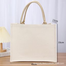 Storage Bags Portable Canvas Tote Cloth Bag For Woman Eco-Friendly Folding Pocket Fabric Handbags Coated Cotton Grocery