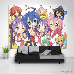 Tapestries Lucky Star Tapestry Wall Hanging Anime Background Cloth Decorative Tapestries Home Decor For Room R230710