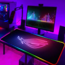 ROG Mouse Pad Rgb Cute Mousepad Gamer Keyboard Mat LED Computer Mausepad Keyboards Accessories Gaming Desk Mat Mouse Carpet Xxl