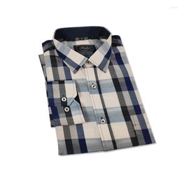 Men's Dress Shirts Cotton Polyester For Men Long Sleeve Plaid Shirt Male Business Designer Mainland China
