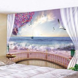 Tapestries Sea View Outside The Window Printed Tapestry Cheap Wall Hanging Wall Tapestries Wall Art Decor R230710