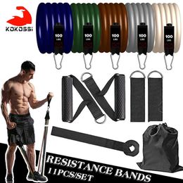 Resistance Bands KoKossi 11Pcs/Set 500LBS Resistance Bands Crossfit Workout Bodybuilding Portable Fitness Equipment Fitness Elastic Rope Unisex HKD230710