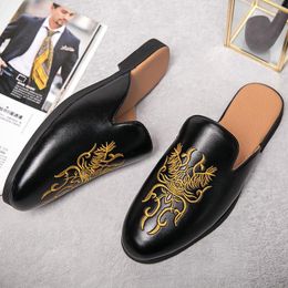 Slippers Fashion Designer Casual Shoe Soft Leather Male Half Shoes For Men Luxury Comfortable Slip-On Flat Breathable Sandals